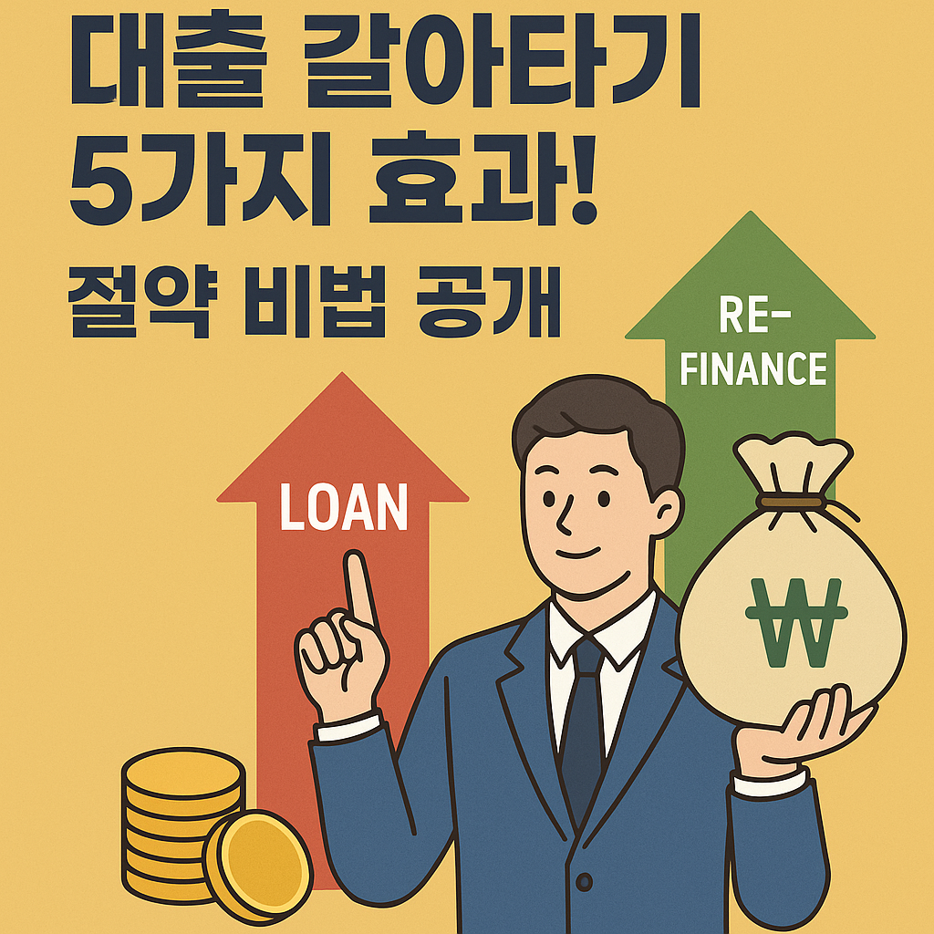 Illustration of 대출 갈아타기 5가지 효과! 절약 비법 공개