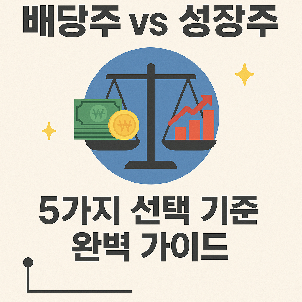 Illustration of 배당주 vs 성장주: 5가지 선택 기준 완벽 가이드