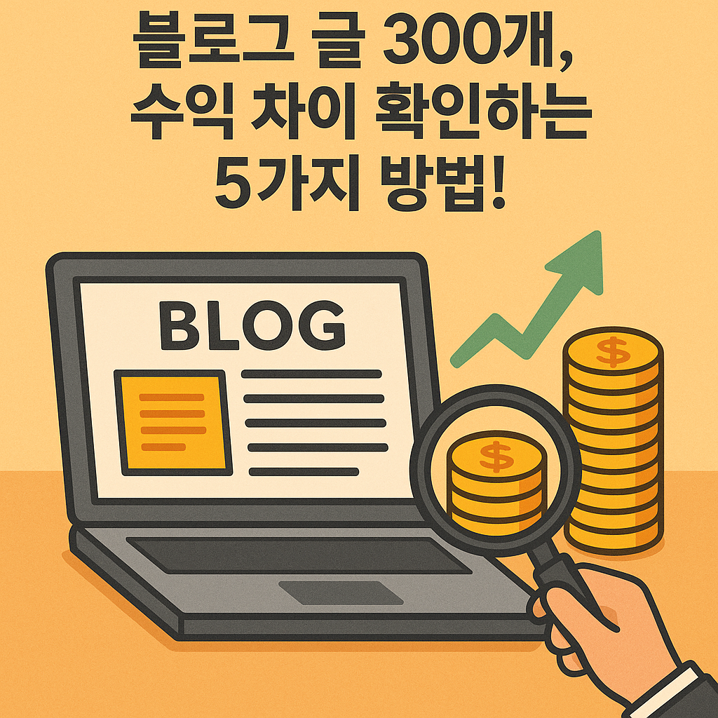 Illustration of 블로그 글 300개, 수익 차이 확인하는 5가지 방법!