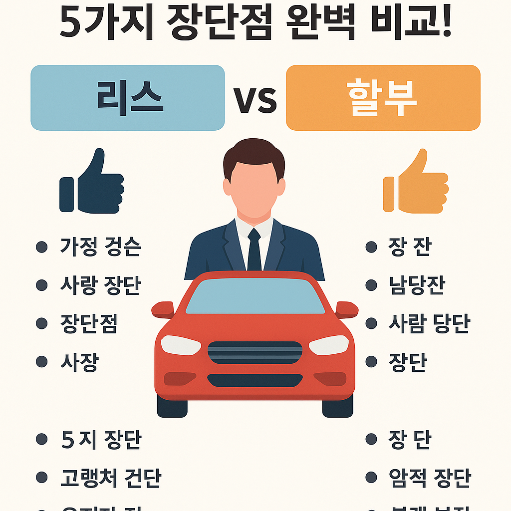 Illustration of 자동차 리스 vs 할부: 5가지 장단점 완벽 비교!
