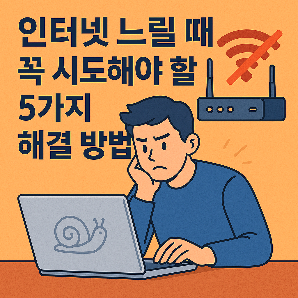 Illustration of 인터넷 느릴 때 꼭 시도해야 할 5가지 해결 방법!