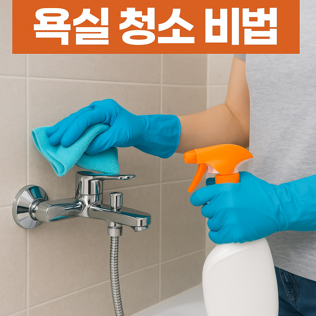 Illustration of 5단계로 쉽게 하는 욕실 청소 비법 공개!