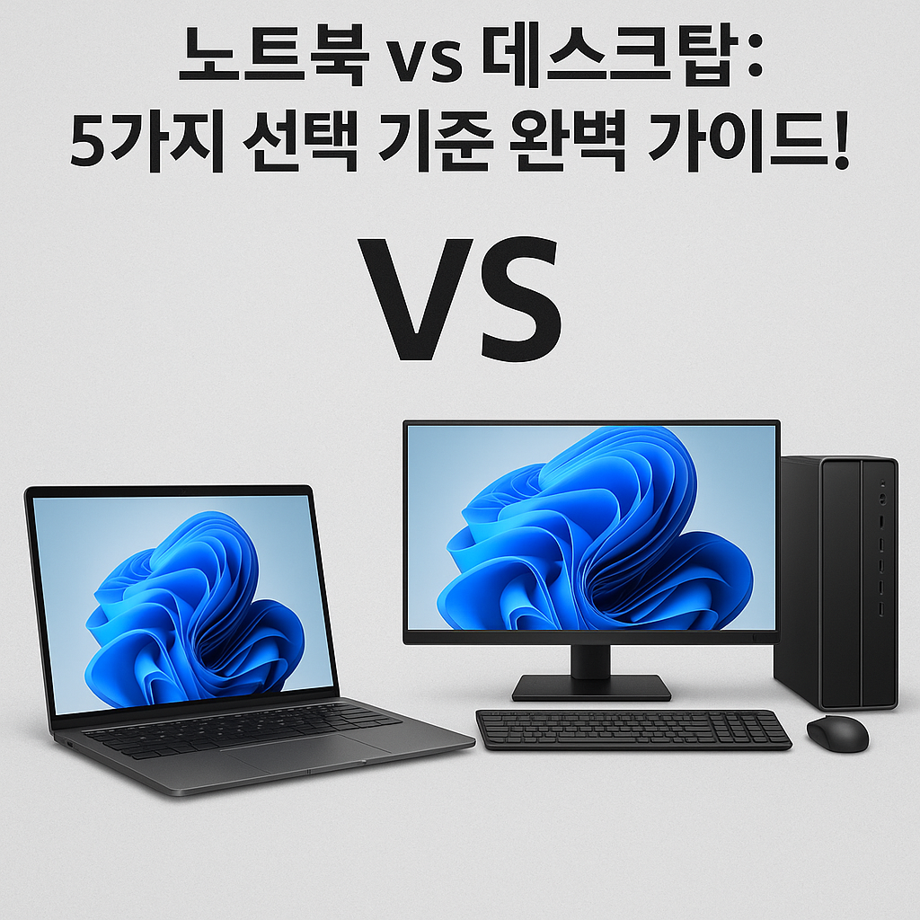Illustration of 노트북 vs 데스크탑: 5가지 선택 기준 완벽 가이드!