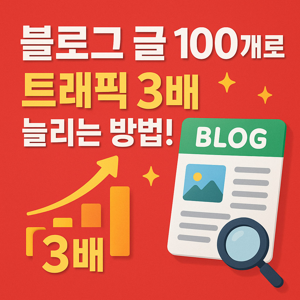 Illustration of 블로그 글 100개로 트래픽 3배 늘리는 방법!