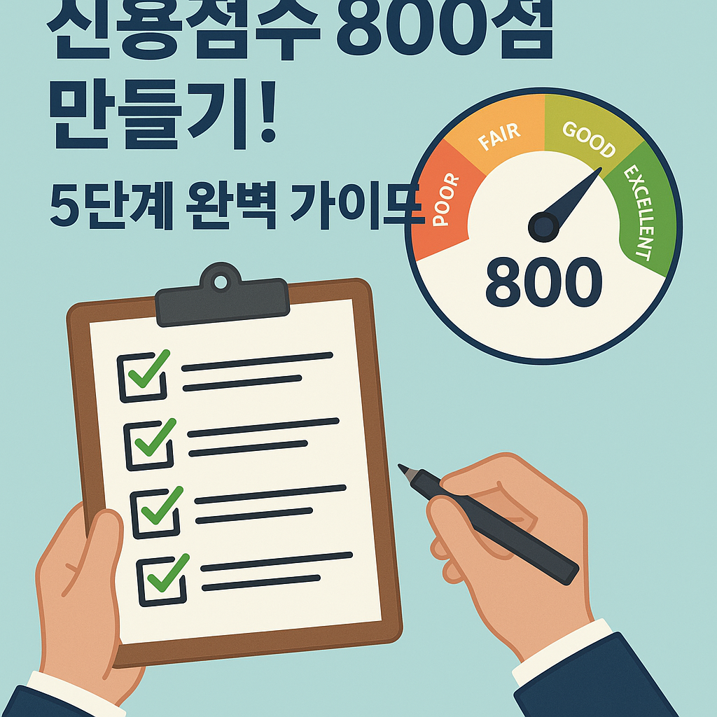 Illustration of 신용점수 800점 만들기! 5단계 완벽 가이드