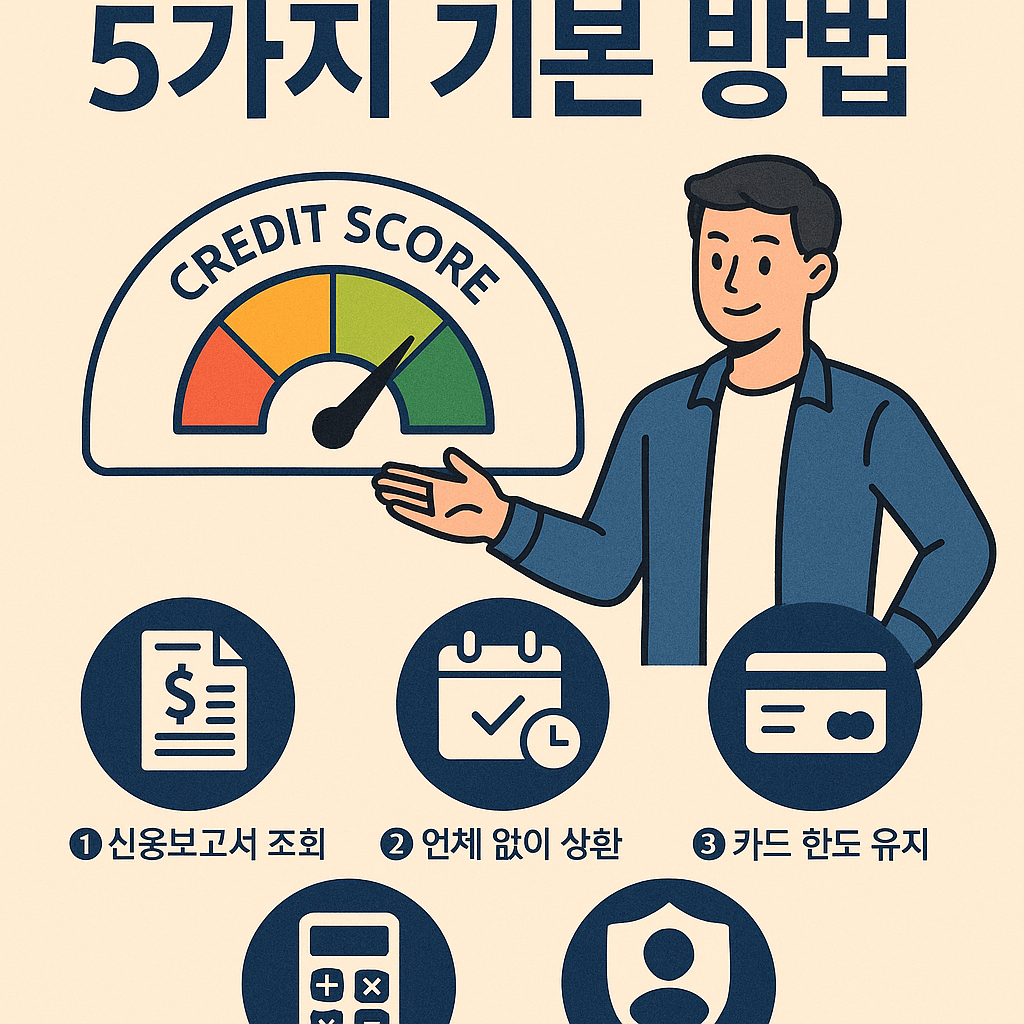 Illustration of 신용점수 관리의 5가지 기본 방법!