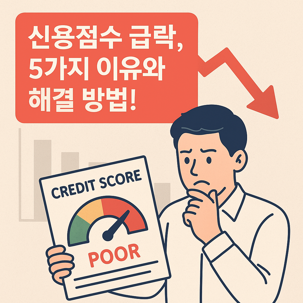Illustration of 신용점수 급락, 5가지 이유와 해결 방법!