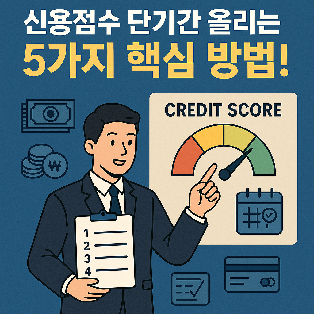 Illustration of 신용점수 단기간 올리는 5가지 핵심 방법!