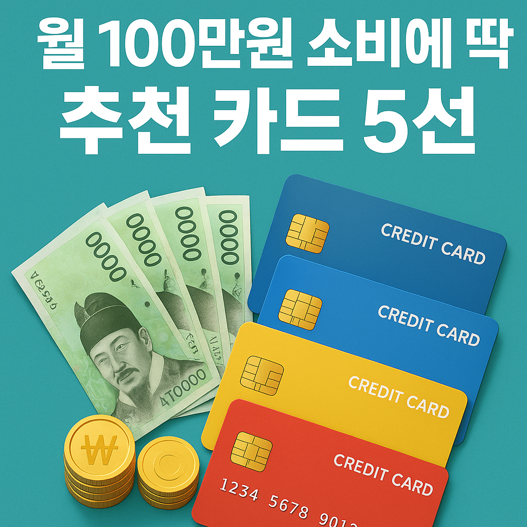 Illustration of 월 100만원 소비에 딱! 추천 카드 5선