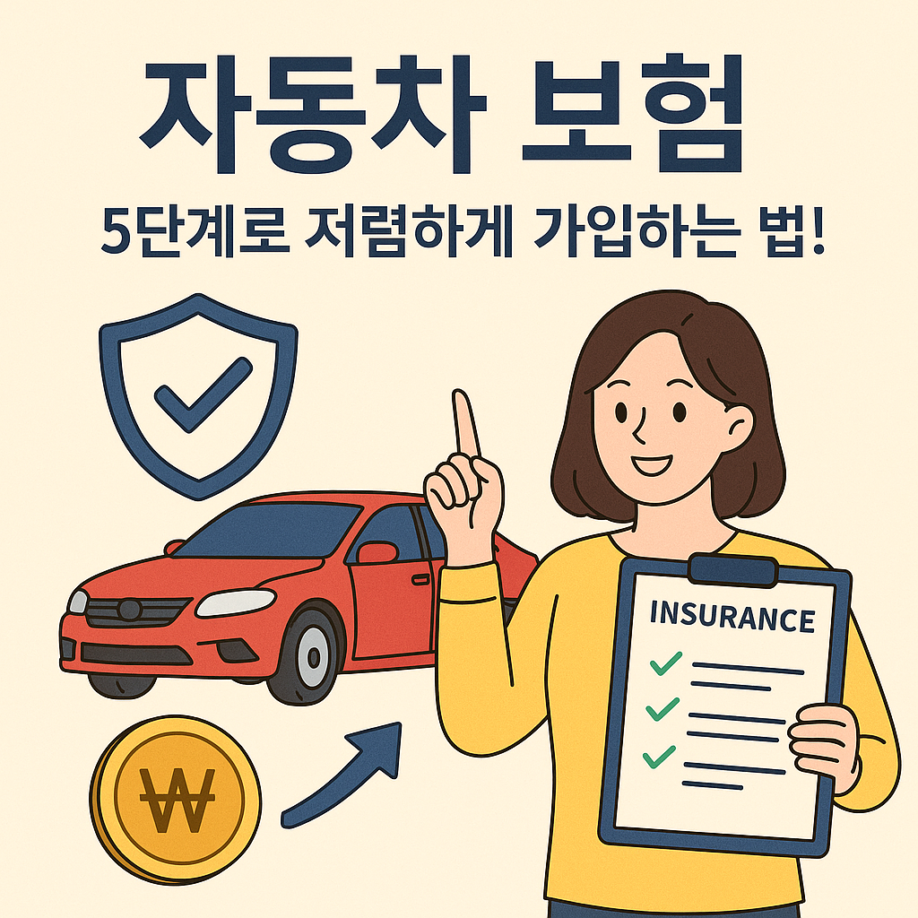 Illustration of 자동차 보험, 5단계로 저렴하게 가입하는 법!