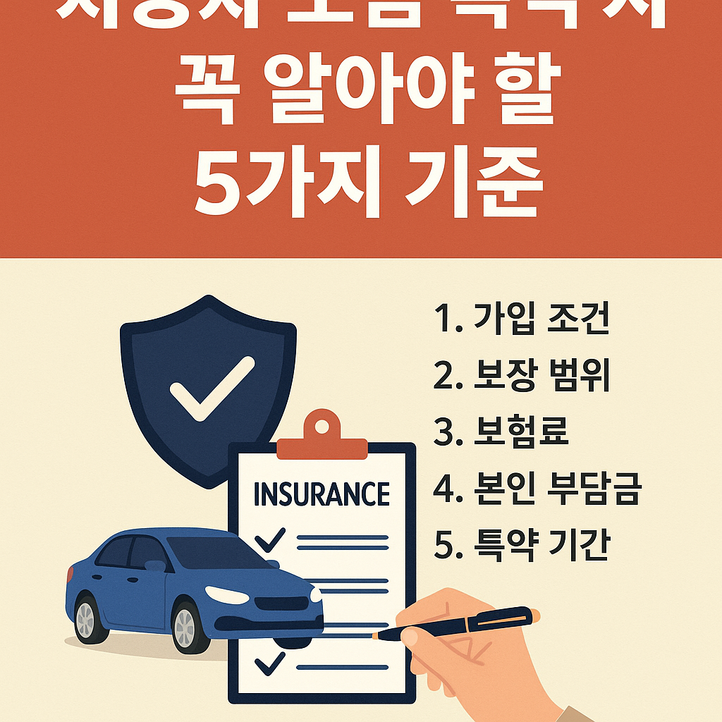 Illustration of 자동차 보험 특약 선택 시 꼭 알아야 할 5가지 기준