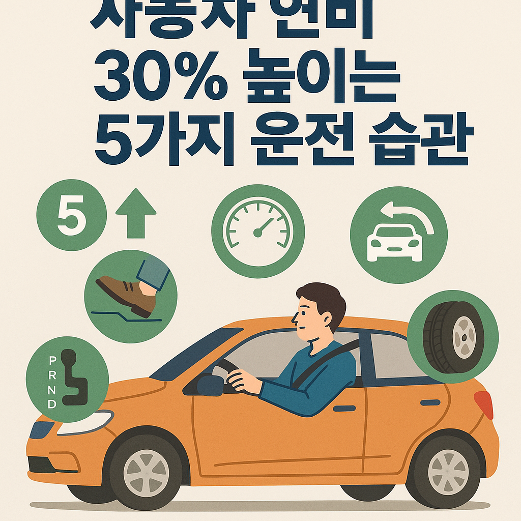 Illustration of 자동차 연비 30% 높이는 5가지 운전 습관