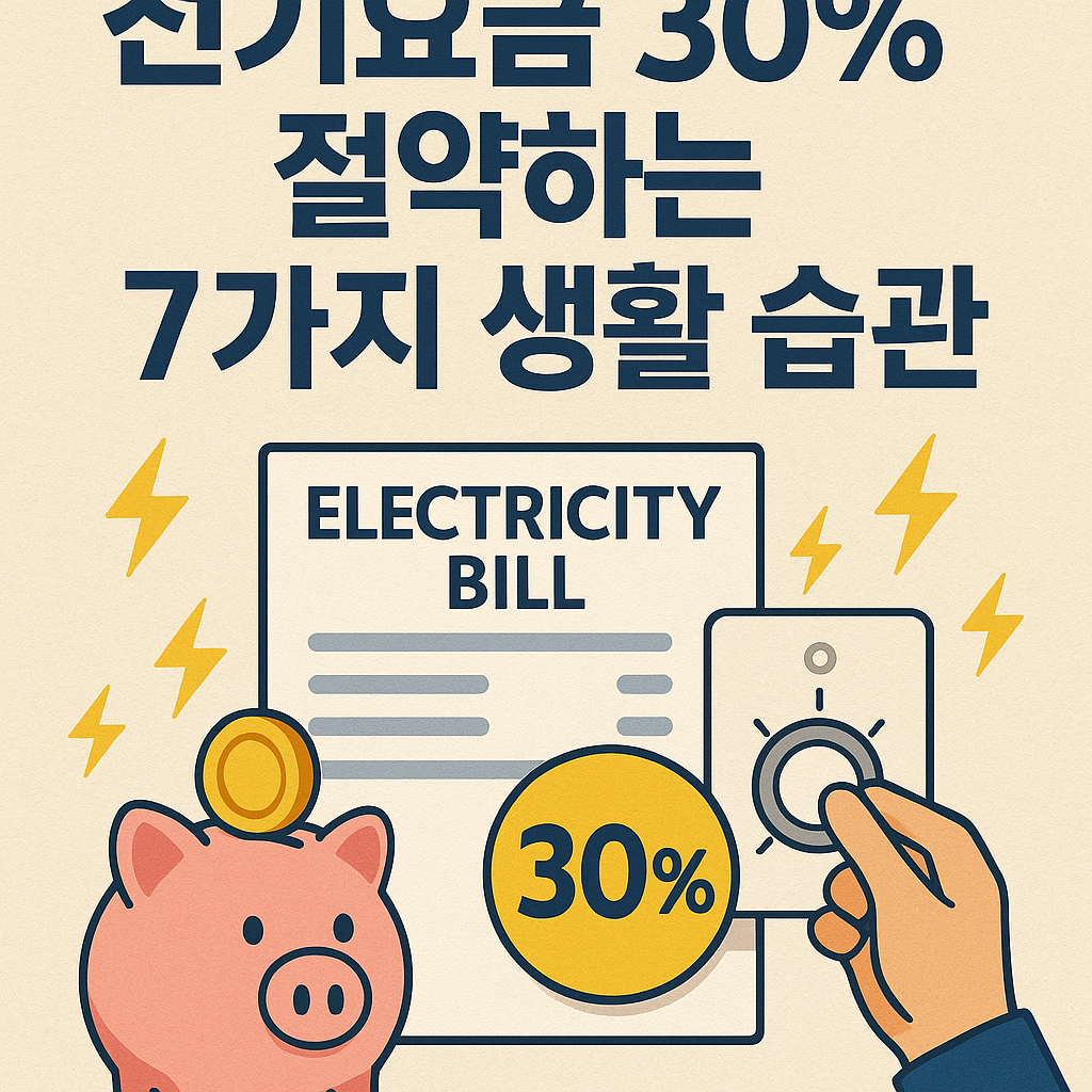 Illustration of 전기요금 30% 절약하는 7가지 생활 습관