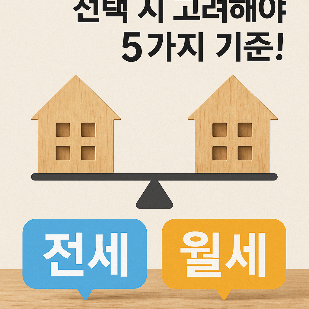 Illustration of 전세와 월세, 선택 시 고려해야 할 5가지 기준!