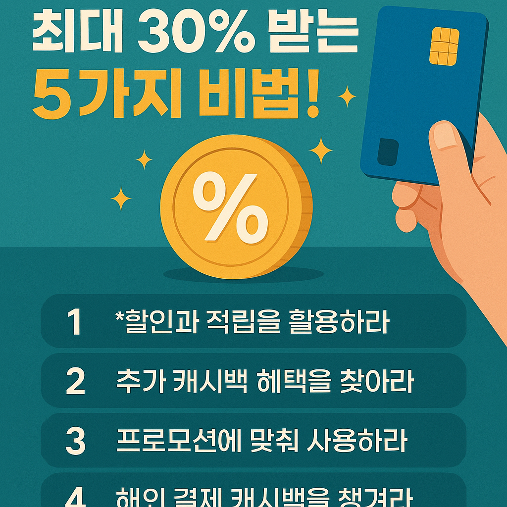 Illustration of 카드 캐시백 최대 30% 받는 5가지 비법!