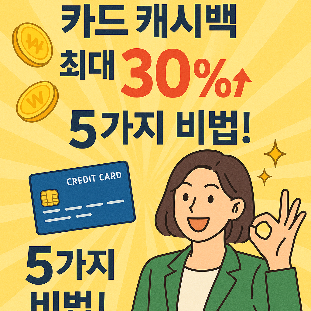 카드 캐시백 최대 30% 받는 5가지 비법!