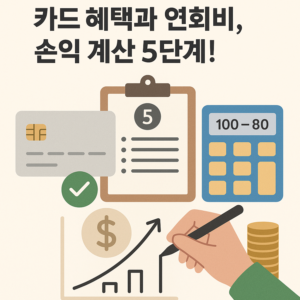Illustration of 카드 혜택과 연회비, 손익 계산 5단계!