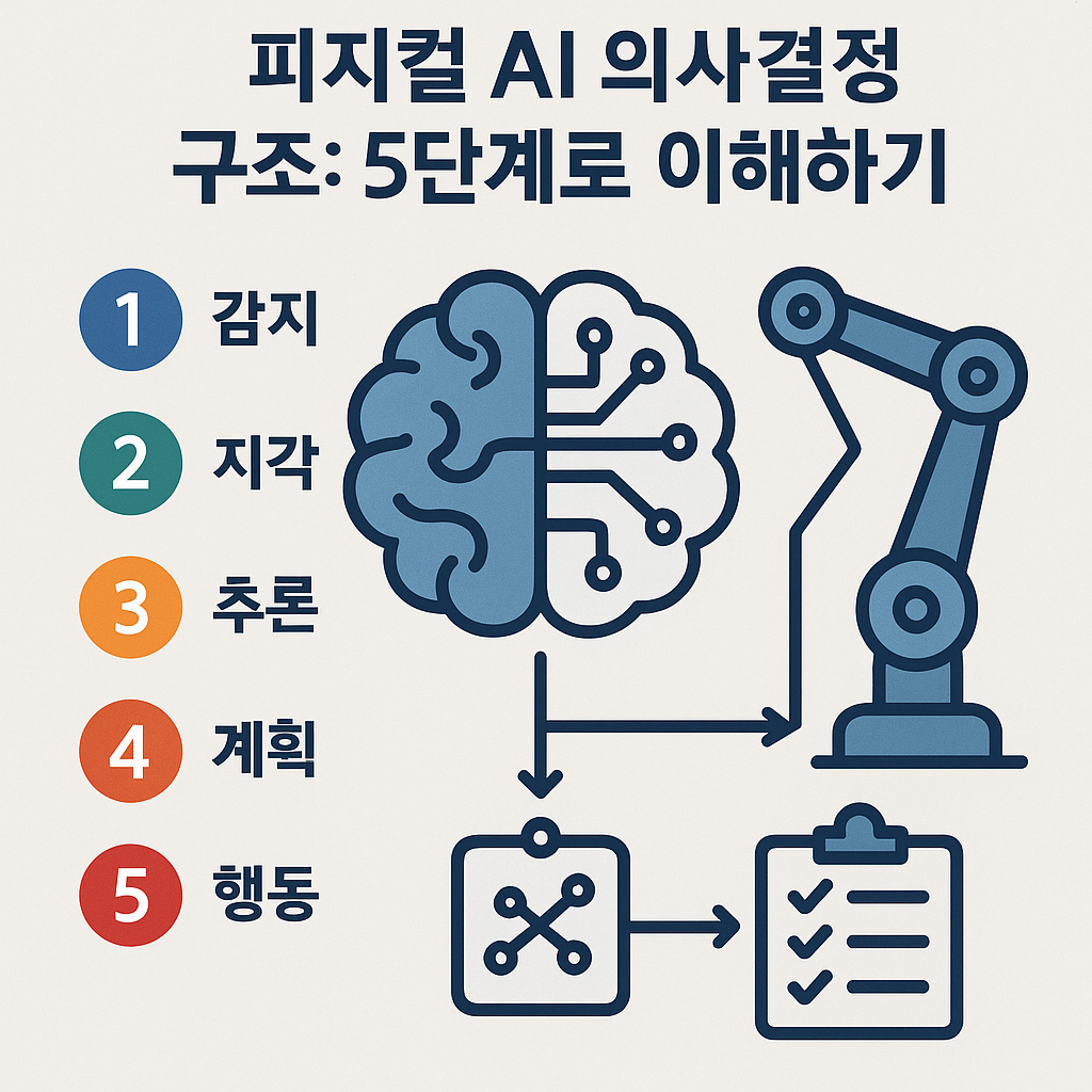Illustration of 피지컬 AI 의사결정 구조: 5단계로 이해하기