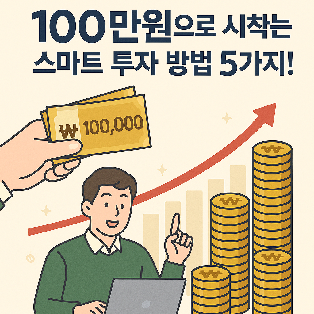 Illustration of 100만원으로 시작하는 스마트 투자 방법 5가지!