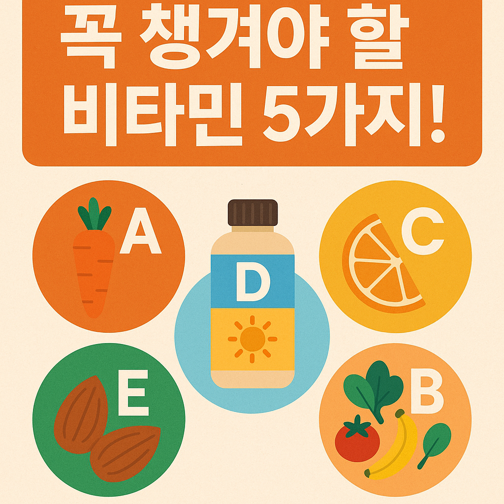 Illustration of 2023년 꼭 챙겨야 할 비타민 5가지!