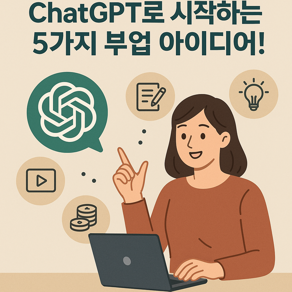 Illustration of ChatGPT로 시작하는 5가지 부업 아이디어!