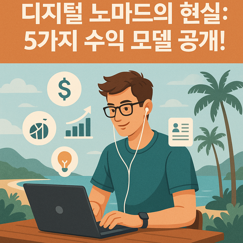Illustration of 디지털 노마드의 현실: 5가지 수익 모델 공개!