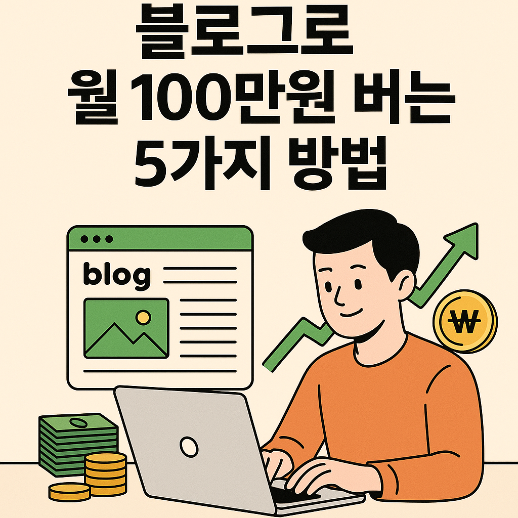 Illustration of 블로그로 월 100만원 버는 5가지 방법