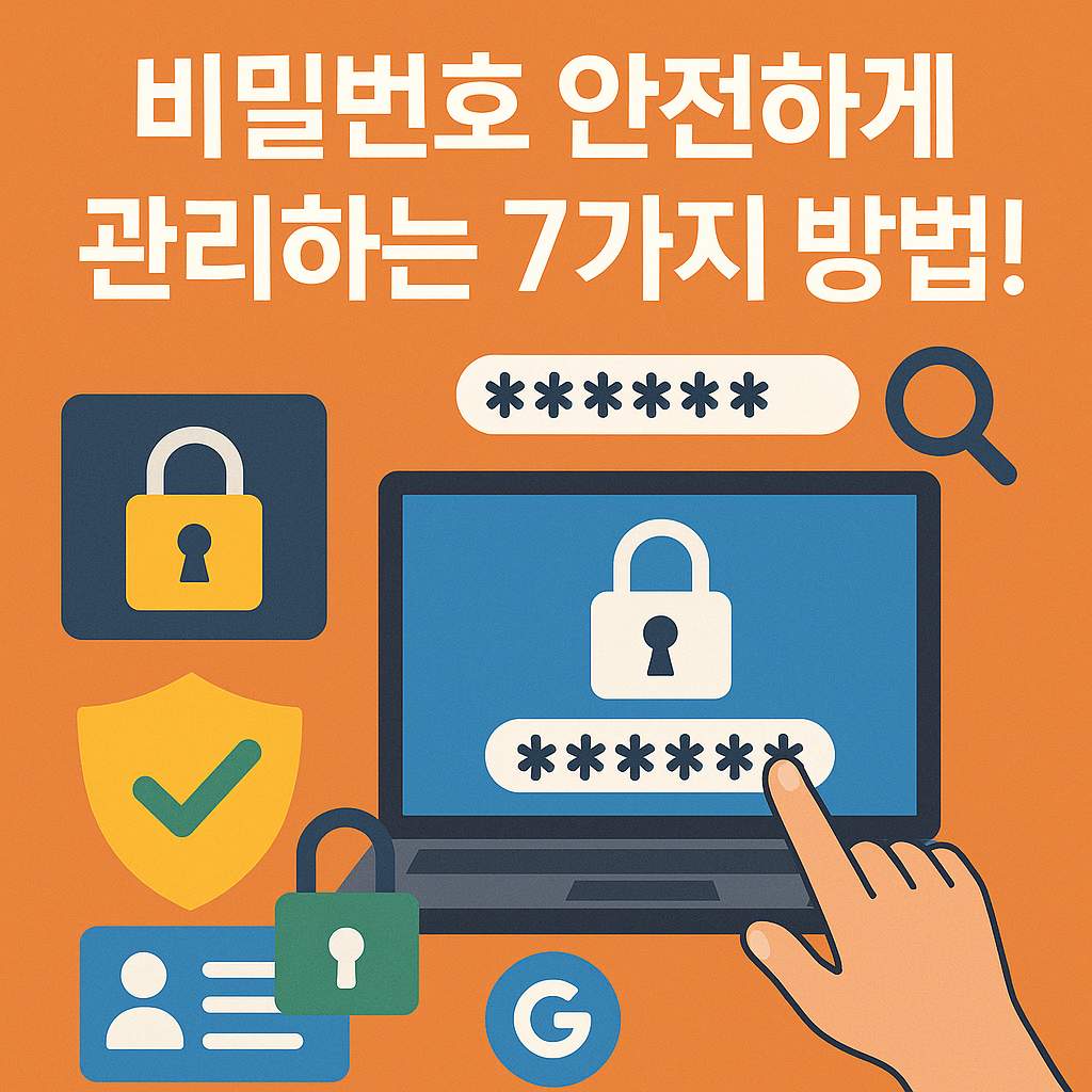 Illustration of 비밀번호 안전하게 관리하는 7가지 방법!