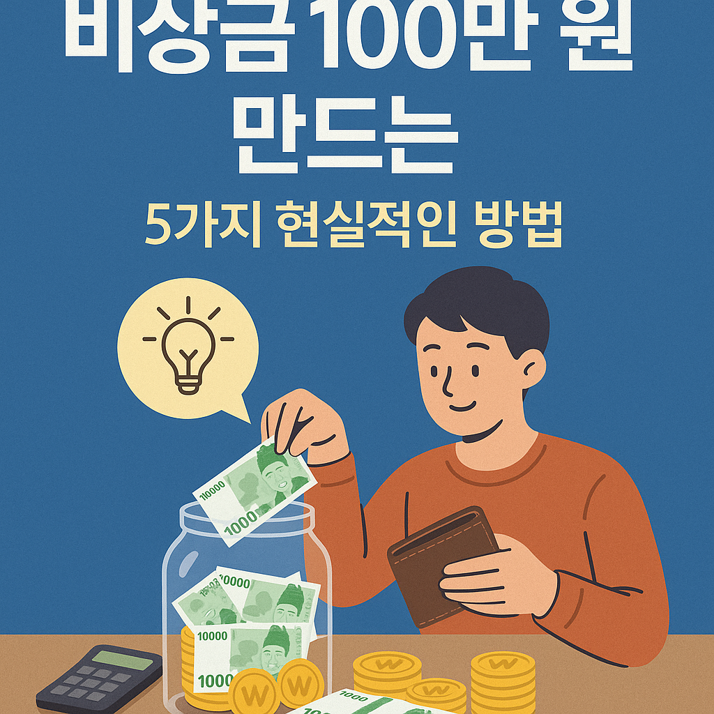 Illustration of 비상금 100만 원 만드는 5가지 현실적인 방법