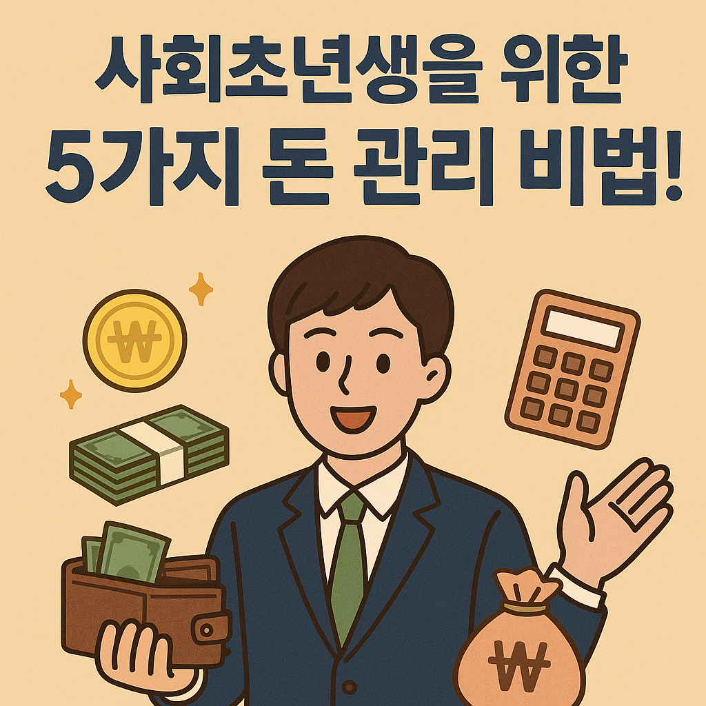 Illustration of 사회초년생을 위한 5가지 돈 관리 비법!
