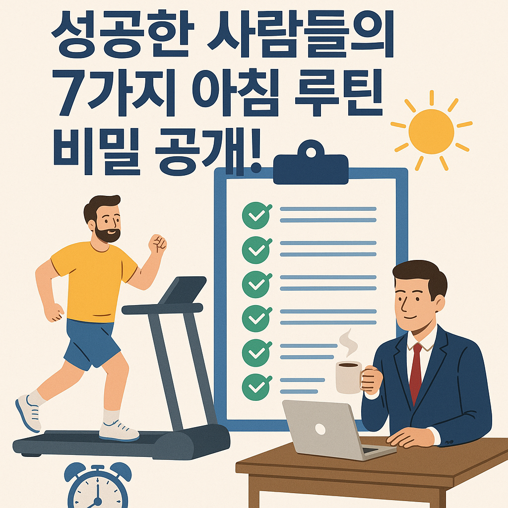 Illustration of 성공한 사람들의 7가지 아침 루틴 비밀 공개!