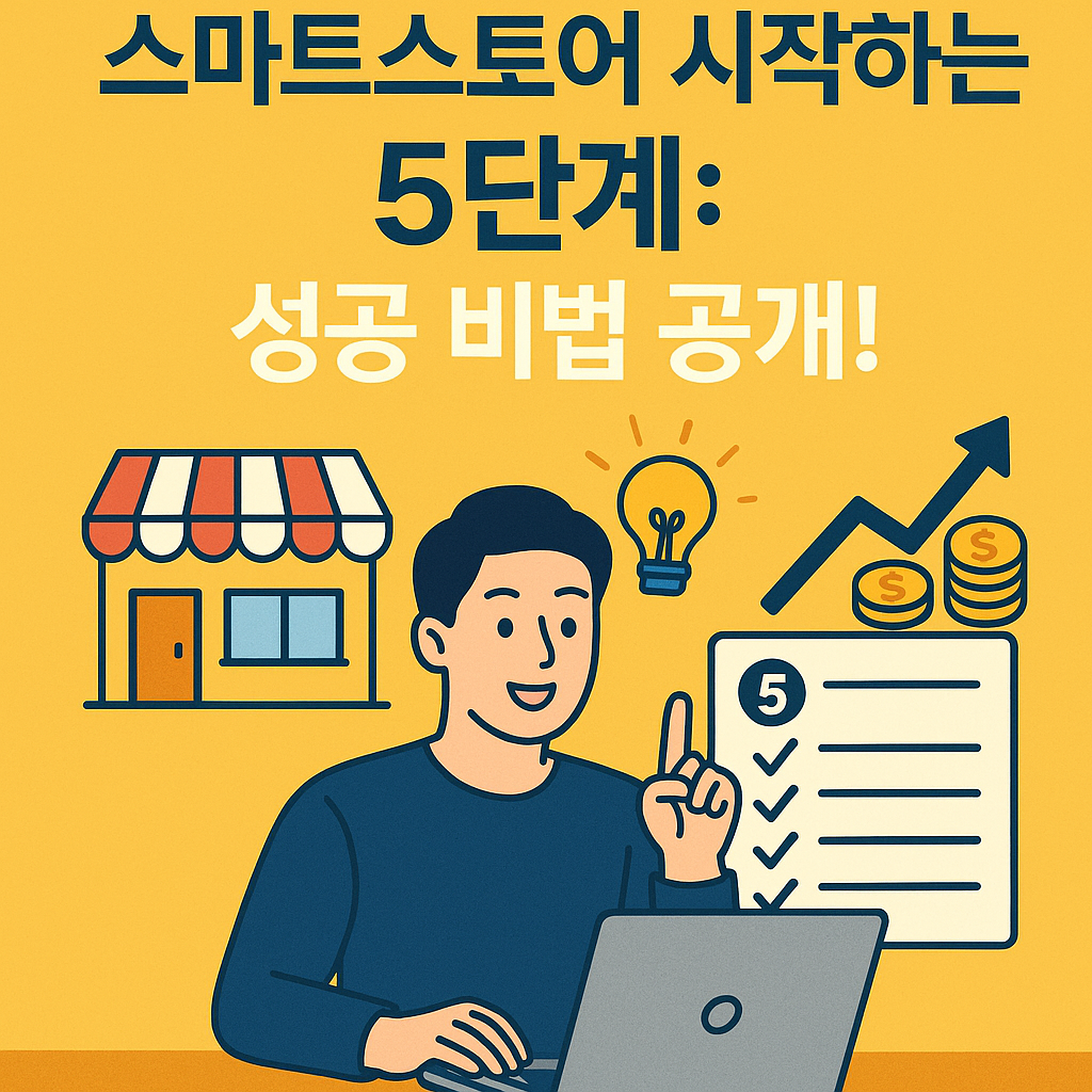 Illustration of 스마트스토어 시작하는 5단계: 성공 비법 공개!