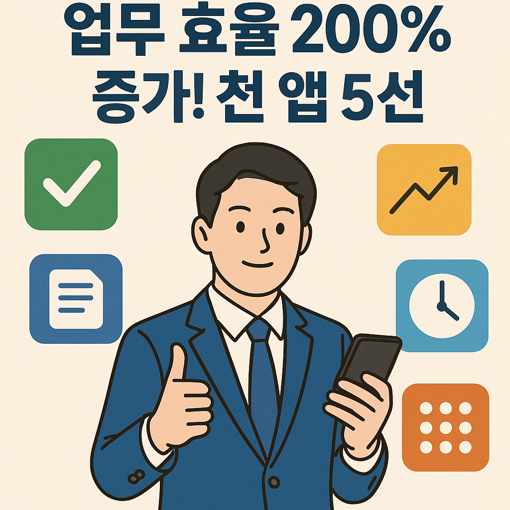 Illustration of 업무 효율 200% 증가! 추천 앱 5선