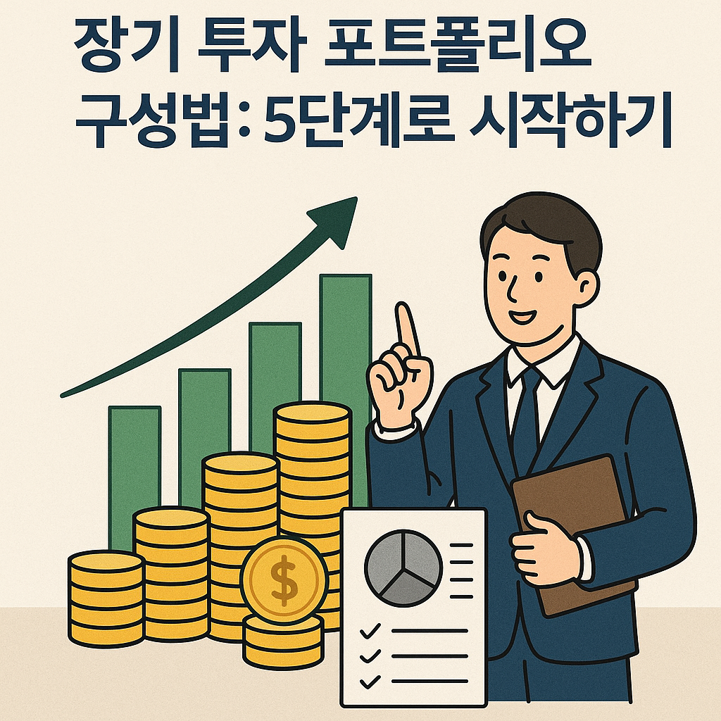 Illustration of 장기 투자 포트폴리오 구성법: 5단계로 시작하기!