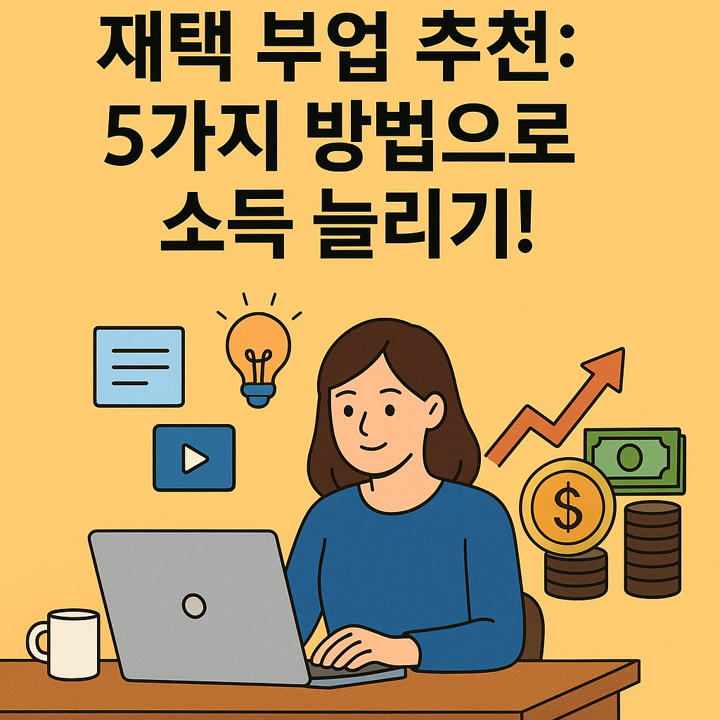 Illustration of 재택 부업 추천: 5가지 방법으로 소득 늘리기!