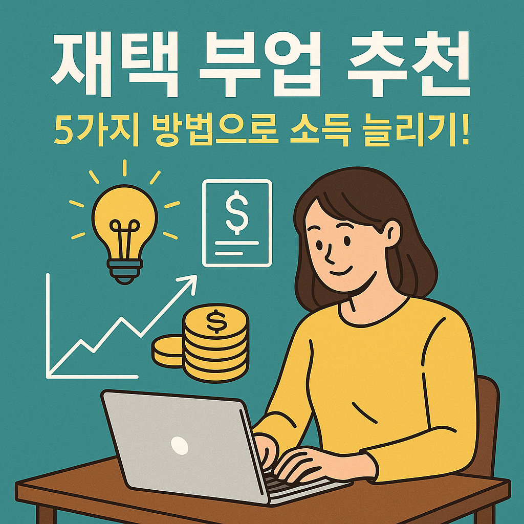 Illustration of 재택 부업 추천: 5가지 방법으로 소득 늘리기!