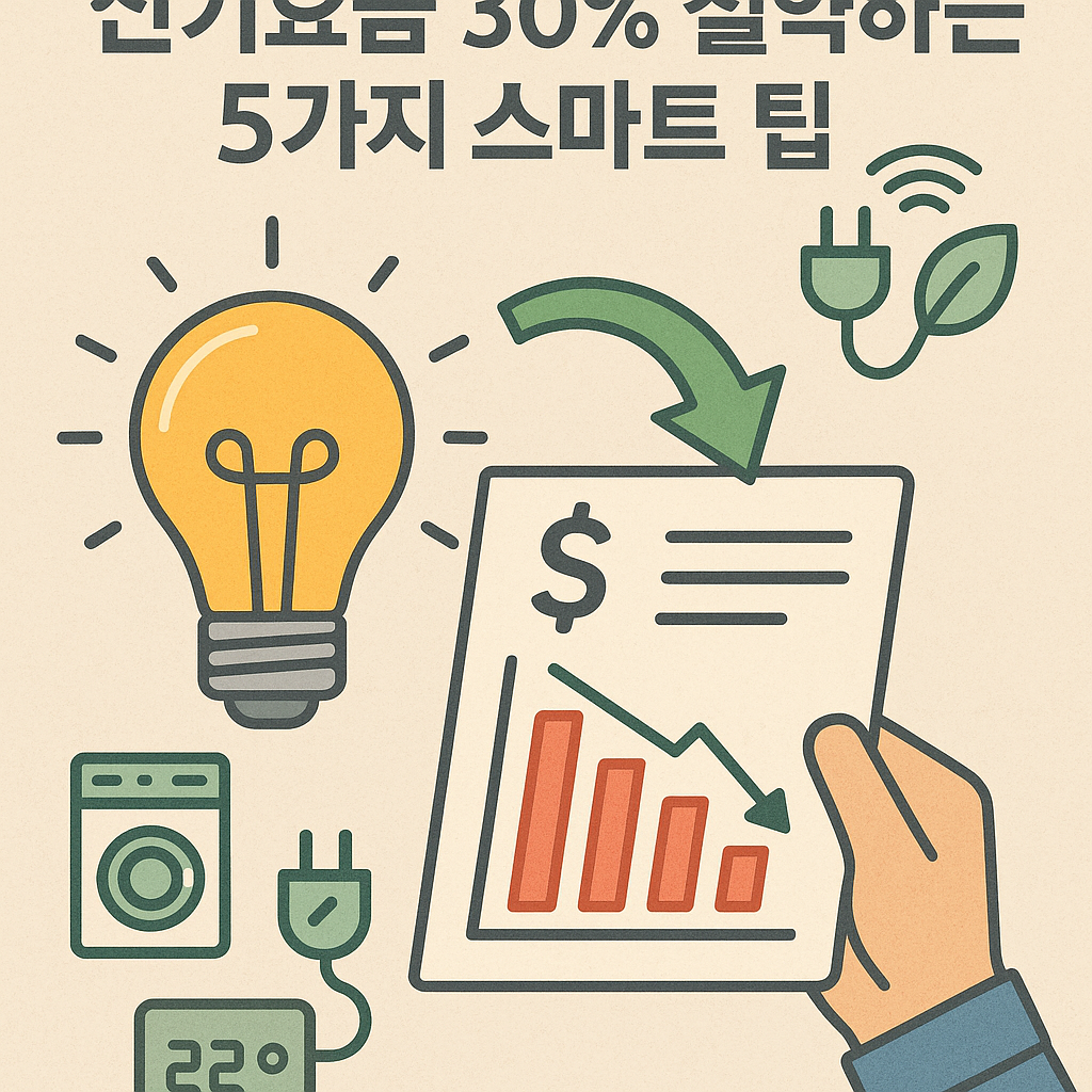 Illustration of 전기요금 30% 절약하는 5가지 스마트 팁
