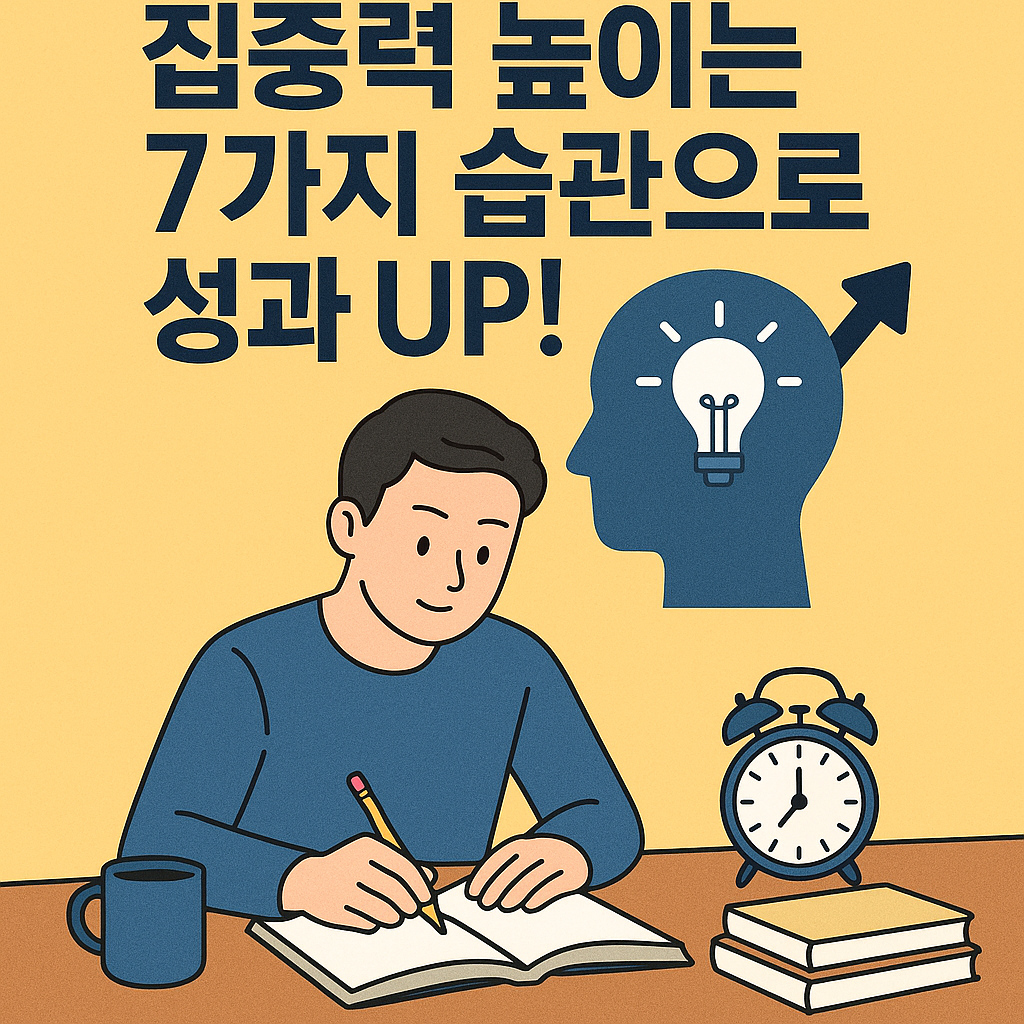 Illustration of 집중력 높이는 7가지 습관으로 성과 UP!