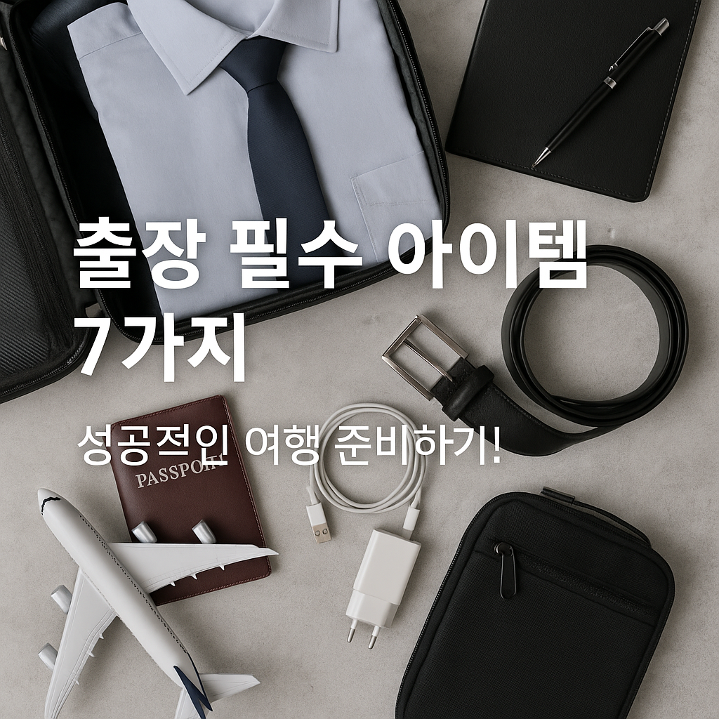 Illustration of 출장 필수 아이템 7가지, 성공적인 여행 준비하기!