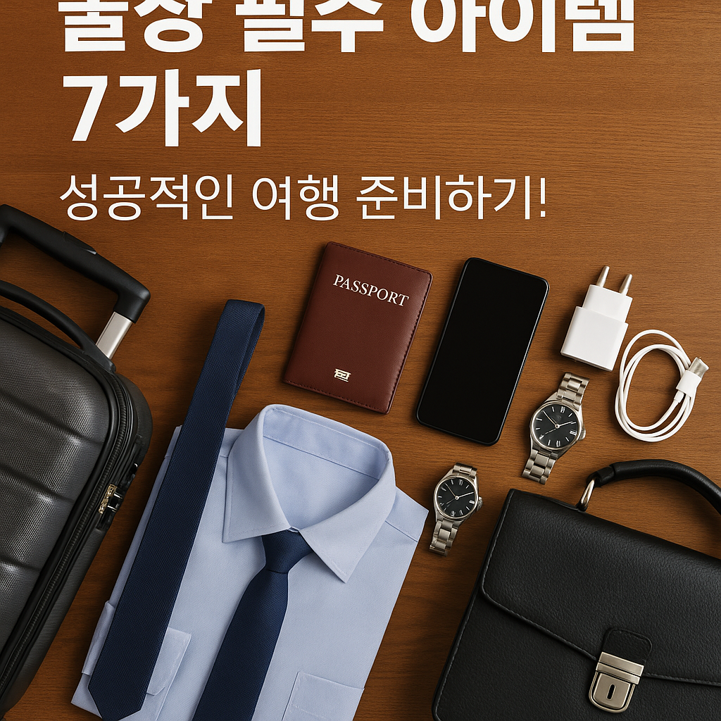 Illustration of 출장 필수 아이템 7가지, 성공적인 여행 준비하기!