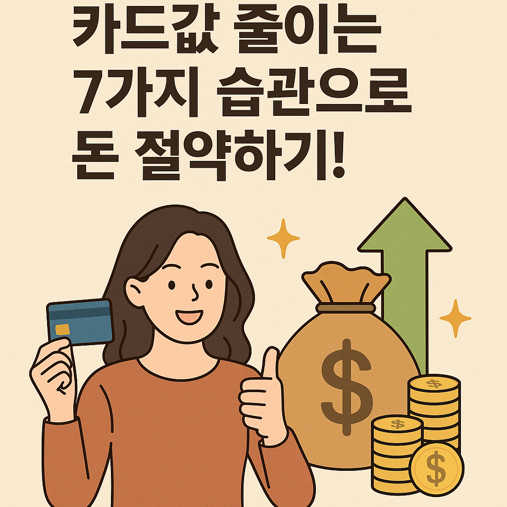Illustration of 카드값 줄이는 7가지 습관으로 돈 절약하기!
