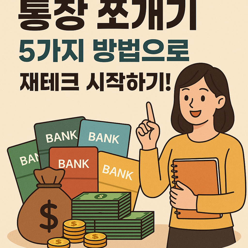 Illustration of 통장 쪼개기 5가지 방법으로 재테크 시작하기!