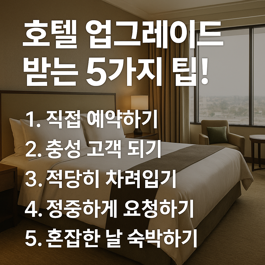 Illustration of 호텔 업그레이드 받는 5가지 팁!